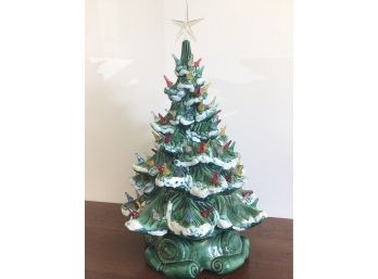Vintage Ceramic Christmas Tree With Light And Music Box Silent Night