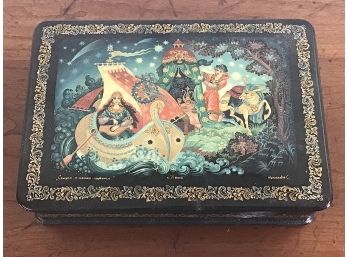 Russian Lacquer Box From Kholui Village Signed
