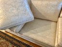 Vintage CUSTOM-MADE SCULPTURED SOFA WITH DAMASK FABRIC & TWO BOLSTERS!