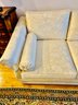 Vintage CUSTOM-MADE SCULPTURED SOFA WITH DAMASK FABRIC & TWO BOLSTERS!