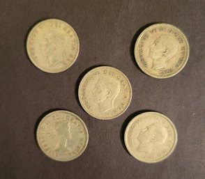 CANADIAN 25 CENTS-LOT OF 5