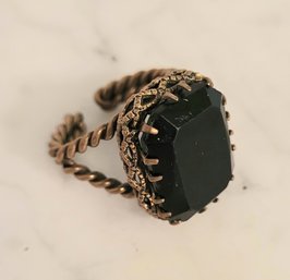 VINTAGE RING MARKED W.GERMANY WITH BLACK RECTANGULAR STONE(3/4'X1/4')--SIZE 5