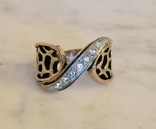 VINTAGE RING -MARKED- WITH RHINESTONES--SIZE 5 1/2