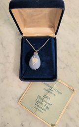 VINTAGE 1980 WEDGEWOOD EASTER EGG PENDANT-FIRST EDITION-ON 18' SILVERTONE CHAIN W/ORIGINAL BOX & COA