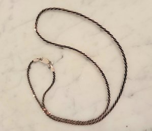 VINTAGE STERLING SILVER (MARKED 825-ITALY) TEXTURED CHAIN NECKLACE--16'L