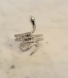 VINTAGE STERLING SILVER (MARKED 925) CUBIC ZIRCONIA SNAKE RING--SIZE 4 1/2