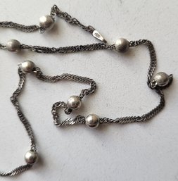 VINTAGE STERLING SILVER (MARKED FAS 925 ITALY) BEADED STATION TWISTED NECKLACE--17'L
