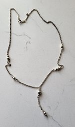 VINTAGE STERLING SILVER FACETED BEADED LARIAT STATION NECKLACE--16'