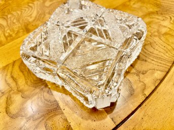 Antique Hand Cut Queen Lace   Crystal Ashtray