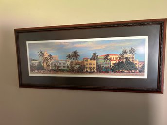 Contemporary Modern  'Miami' Signed Lithograph -Professionally Framed-39' X 17'
