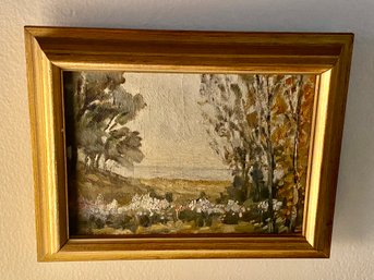 Vintage Oil  Painting Of  Lavender Fields -Framed