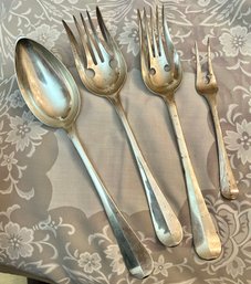 ANTIQUE Signed -W. Voet Enzonen 4 Assorted   Silver Serving Pieces Ranging  From 7' Long -10' Long