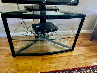 Contemporary Modern Tv Stand-MEDIA TABLE -bLACK W/ GLASS