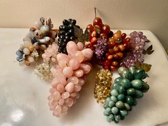 Spectacular Vintage Collection Of Quartz Carved Fruits!! Colorful And Vibrant!