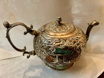 Antique Chinese Export  .930 Silver Dragon Spout Tea Pot