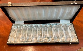 Vintage Crystal  Knife  Rests In Original Custom Fitted Box