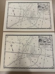Vintage 2 Piece Valley Stream, Long Island, NY Map As It Was In 1870