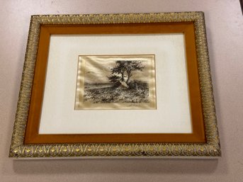 Antique LITHOGRAPH ON SILK - SIGNED!!