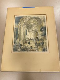 Vintage Cathedral Print, Signed Carlos Tejada