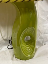 Vintage Mid Century Modern Ceramic Green Table Lamp With Shade