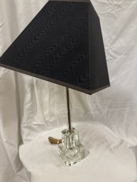Vintage Etched Glass Lamp With Black Shade