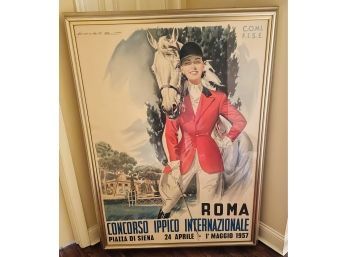 1957 'ROMA -CONCOASO IPPICO INTERNATIONAL' FRAMED ITALIAN POSTER- ORIGINAL