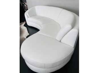 Italian   Designer  ' Kelvin Giormani' White   Leather   Curved Sofa W/  Tags - Right  Arm -2 Of 2