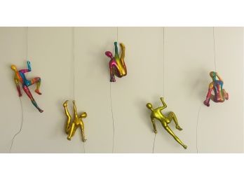 Contemporary Modern Artist   Signed Wall Climbing Sculpture Collection-Five Assorted Climbers!!