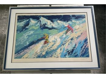 Authentic   Signed 'LeRoy Neiman' Signed And Number Lithograph With JSA COA #13/300-'Snow Skiing Downhill'