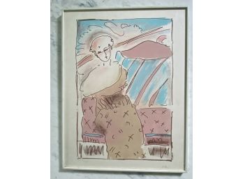 Authentic Signed 'PETER MAX' Signed Color Lithograph & LE   HC  3/10- 'Seated Lady' W/JSA COA