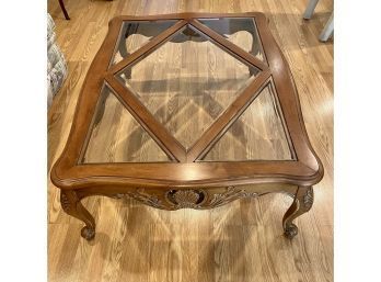 Vintage Country French Beveled Glass Coffee Table