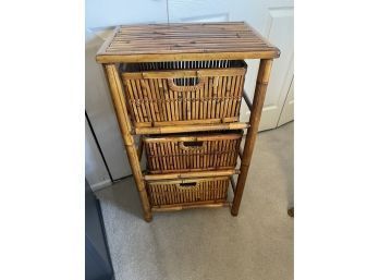 Vintage Bamboo Open Chest Of Three Draws