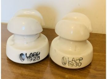 Antique Porcelain Telephone Conductors-LAPP 1928 & LAPP 1930