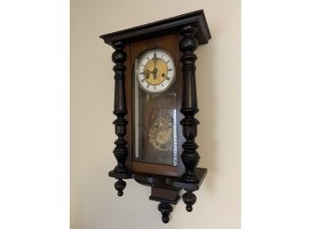 Antique European Porcelain Face Wood Wall Clock