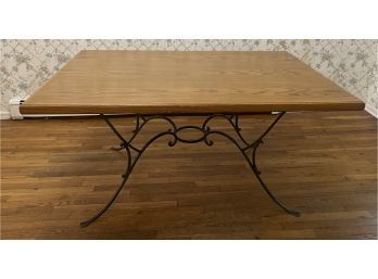 Vintage Wood   Oak Top & Iron Base Farm Style Table-Country Modern Style!