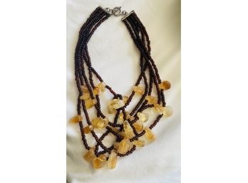 Vintage Garnet & Citrine   Multi-strand Necklace