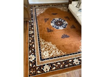 Vintage Asian Style Sculpted Wool Carpet- Rust, White And  Black Tones. 166' X 116'