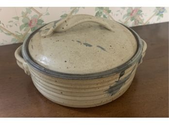 Vintage Handmade Covered Vegetable Or Casserole   Pottery Signed-Arts And Crafts