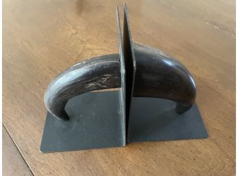 Vintage Genuine Horn & Metal Bookends
