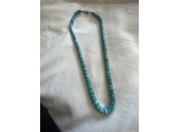 Vintage Genuine Turquoise Flat Bead Necklace