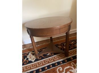 Vintage Round Wood Small Table- End Table Or Statue Stand