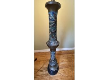 Antique Inlaid Tall   Floor Lamp-Possibly French