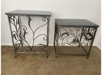 Elaborate Metalwork And Granite Top Tables -Possible Nesting Tables