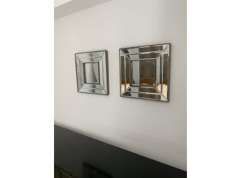 Contemporary Modern Geometric Shape Mirrors- Matched Pair!
