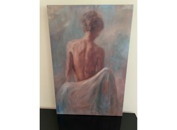 Decorative 'Nude In Blues' Of A Woman On Canvas