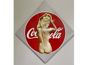 COCA-COLA GIRL SIGNED AND NUMBERED DIAMOND SHAPE TIN SIGN!-'MEL RAMOS' 829/100 LE