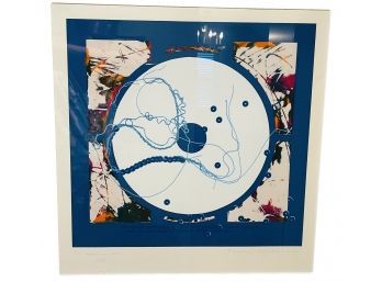 Vintage Modernist   Titled 'Se-Quin  In Blue'Signed Lithograph W/ Raised Seal L/E 5 Of 24