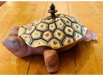 Scarce' MacKenzie Childs 'Turtle  Terracotta Soup Tureen W/  Decorative Lid & Ladle