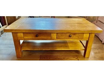 Vintage Reclaimed Wood Style Two Drawer Coffee Table
