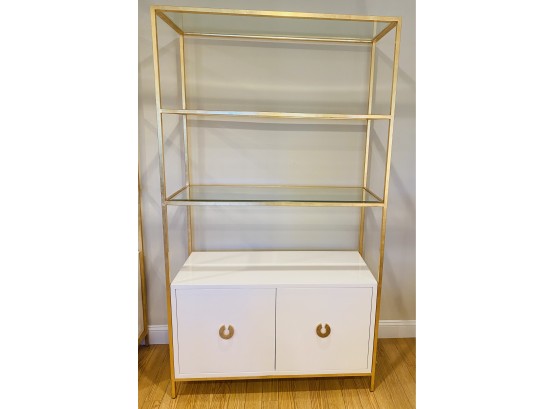 Exceptional High-Quality Polished Brass & Glass Open Etagere -Bookcase 1 Of 2